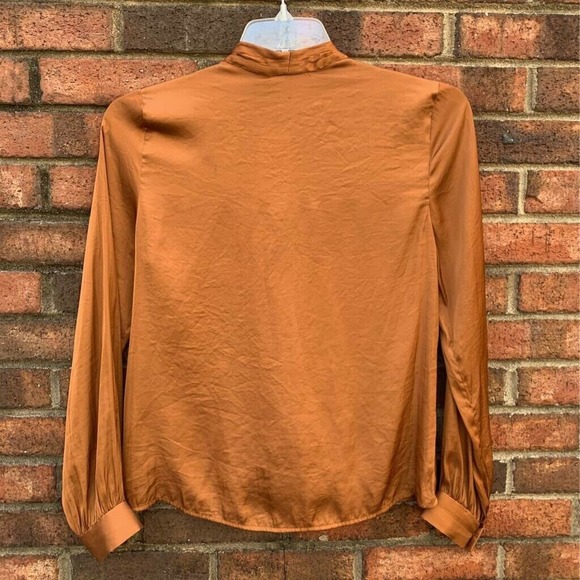 All In Favour Womens Faux Wrap Top Brown Long Sleeve V Neck M New - Picture 2 of 7